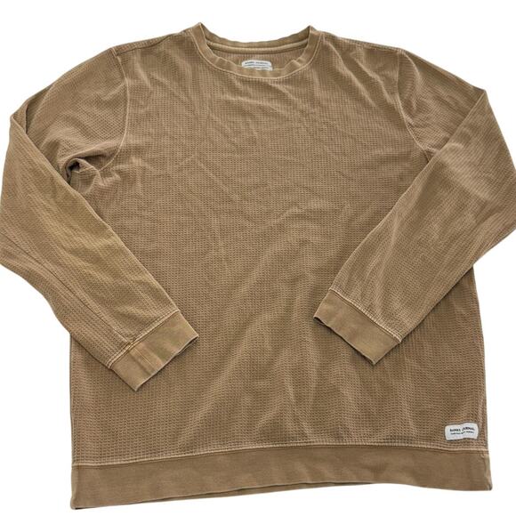 Banks Journal Shirt Mens Large Brown Thermal Waffle Knit Crewneck Long Sleeve - Picture 1 of 6